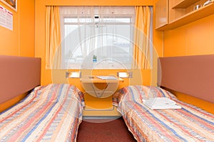 Interior of the double living cabin on a cruise ship