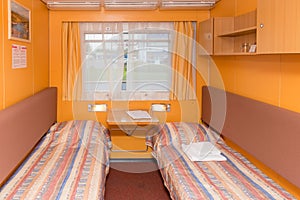 Interior of the double living cabin on a cruise ship