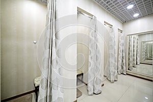 Interior of dressing room at cloth store
