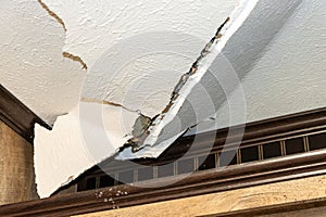 Interior drywall damage to ceiling