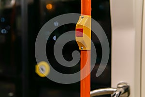 Interior elements of public transport on a blurred background