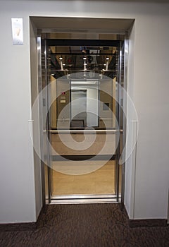 Interior of an Elevator with doors opened