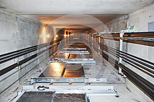 Elevator in lift shaft