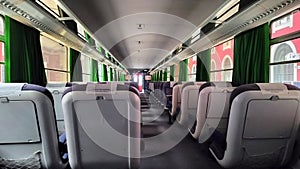 Interior of the empty commuter passenger railway car