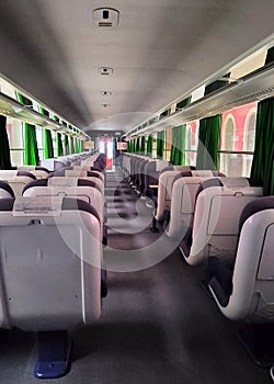 Interior of the empty commuter passenger railway car