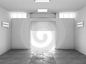 Interior of an empty garage. 3d illustration