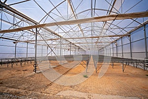 The interior of the empty greenhouse area