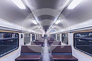 Interior of the empty local train carriage