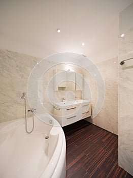 Interior of empty modern apartment, bathroom