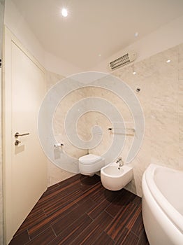 Interior of empty modern apartment, bathroom