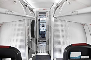 Interior of empty modern passenger airplane jet