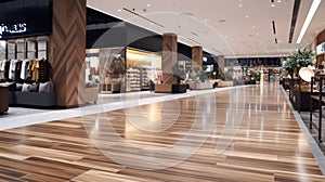 interior of empty modern shopping mall with spc flooring