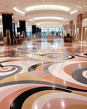 interior of empty modern shopping mall with spc flooring