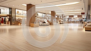 interior of empty modern shopping mall with spc flooring