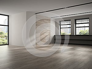 Interior of empty room 3D rendering