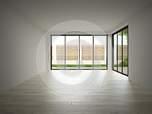 Interior of empty room 3D rendering