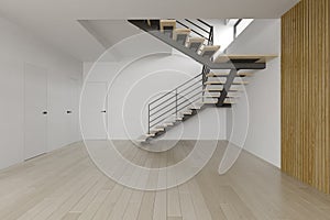Interior empty room with stair 3D rendering