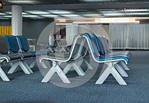 Interior empty seats of departure lounge at the airport,Waiting area with chair