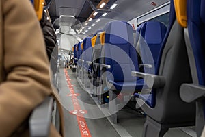 Interior of an empty train compartment
