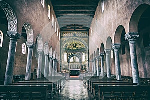 Interior of Euphrasian Basilica in Porec, Croatia