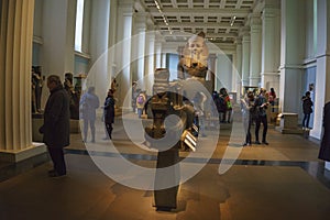 Interior and exhibits from different parts of the famous British Museum, London, England, United Kingdom