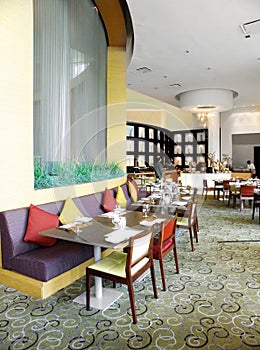Interior, expensive restaurant in resort
