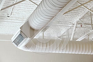 Interior exposed ducting in a modern HVAC system