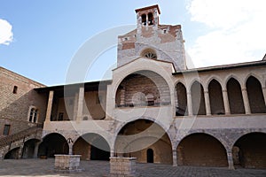 Interior facade building palace of the kings of Majorca in Perpignan town in France