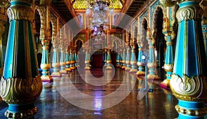 Interior of famous Mysore Palace in Karnataka India photo