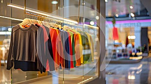 Interior of fashion store in shopping mall