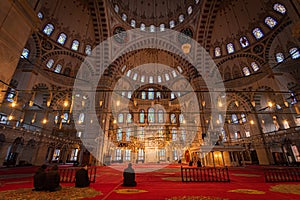 interior of Fatih mosque in Ramadan praying time