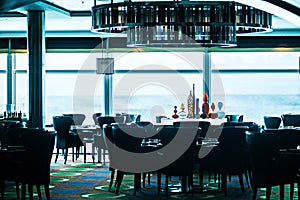 Interior of fine luxurious dining room in restaurant