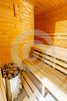 Interior of Finnish sauna