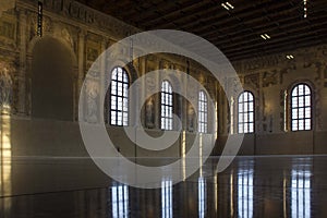 Interior of the first floor of the historic Scuola Grande della Misericordia, restored