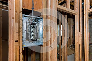 Interior framing with basement construction switchboard voltage with circuit breakers electrical installation