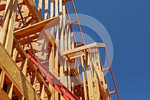 Interior framing new house under construction