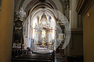 Interior of Franciscan church in old town of Bratislava