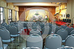 The interior of funeral ceremonial's hall