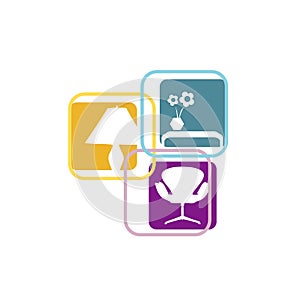 interior furnishings furniture logo design vector symbol and icon photo