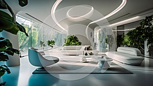 Interior of a futuristic luxury living room