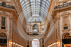 The interior of Galleria Vittorio Emanuele II, one of the world`s oldest shopping malls