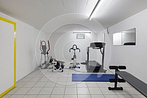 Interior, garage with fitness equipment