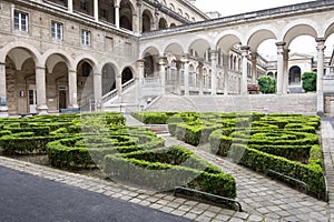 Interior garden of the Hospital Hotel-Dieu in Paris