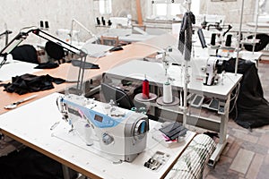 Interior of garment factory shop