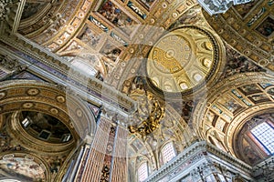 Interior of the Gesu Nuovo church in Naples, Italy