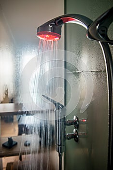 Interior of a glass shower cabin