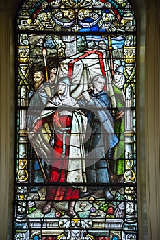 Interior and glasses of Saint Louis Cathedral in New Orleans LA