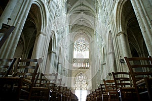 Interior of a Gothic cathedral of Saint Gatien, Tours, France photo