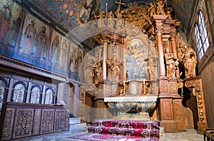 Interiér gotického kostela v Tvrdošíně, Slovensko