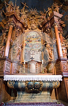 Interior of Gothic church in Tvrdosin, Slovakia